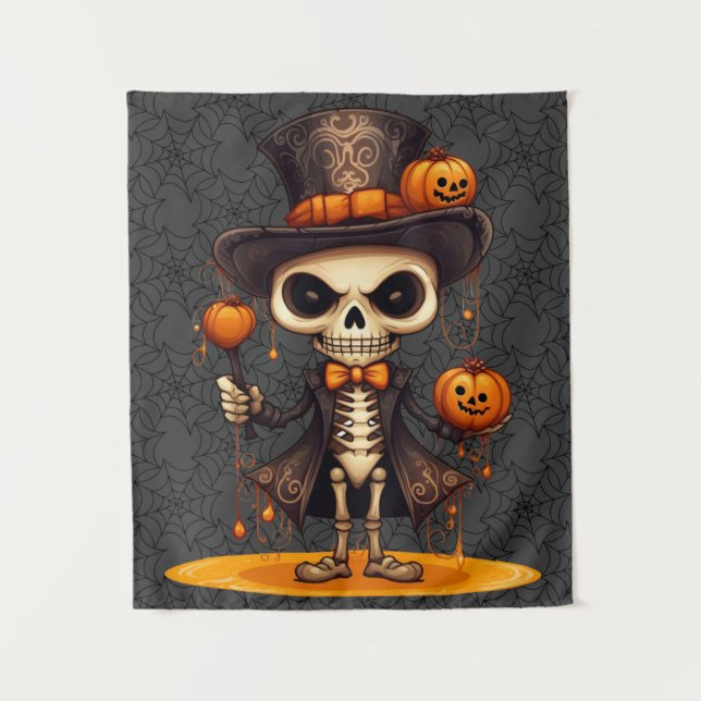 Steampunk Skeleton Art Tapestry Wandteppich (Vorderseite)