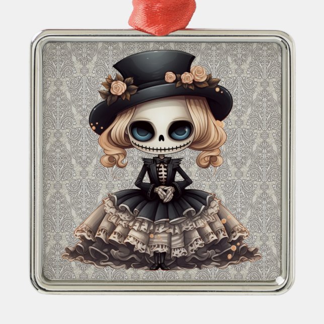 Steampunk Skeleton Ornament Aus Metall (Vorne)