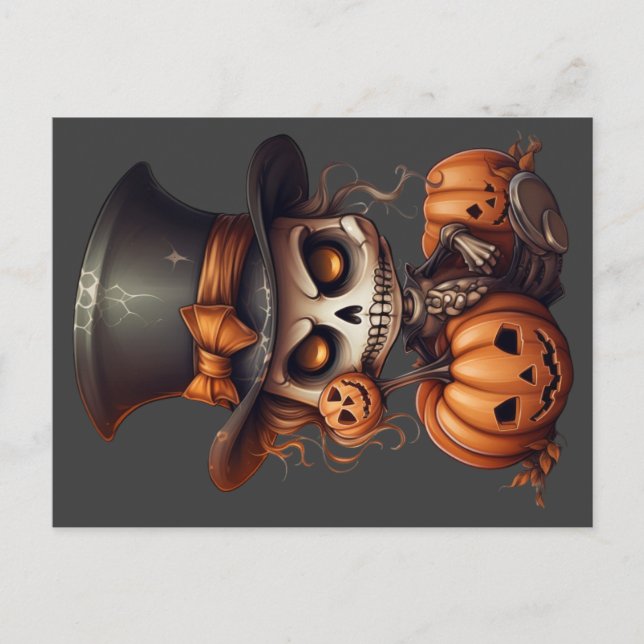 Steampunk Skeleton Postcard Postkarte (Vorderseite)