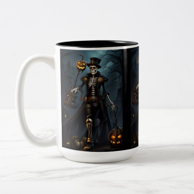 Steampunk Skeleton Zweifarbige Tasse (Links)