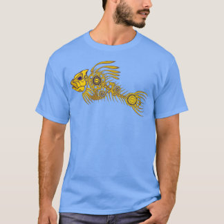 Steampunk-Skelettfisch in Gold T-Shirt