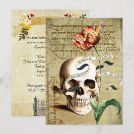 Steampunk Skull Bloral Halloween 4,5" x 6,25" Einladung