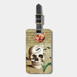 Steampunk Skull Floral Halloween Gepäcktag Gepäckanhänger