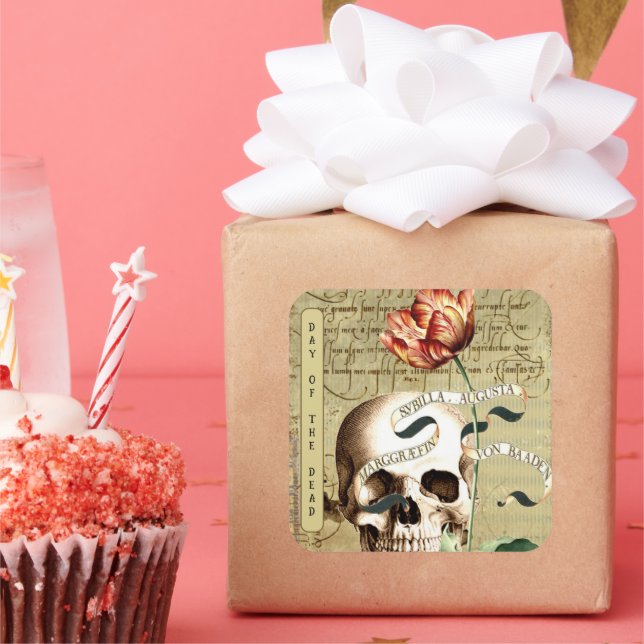 Steampunk Skull Floral Schreiben Halloween Sticker (Party)