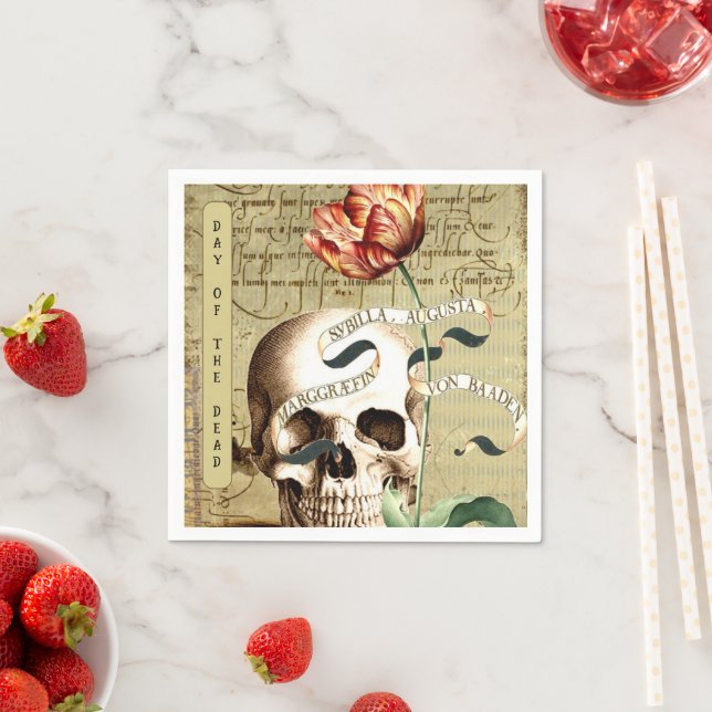 Steampunk Skull Floral Schreiben Halloween Sticker Serviette (Beispiel)