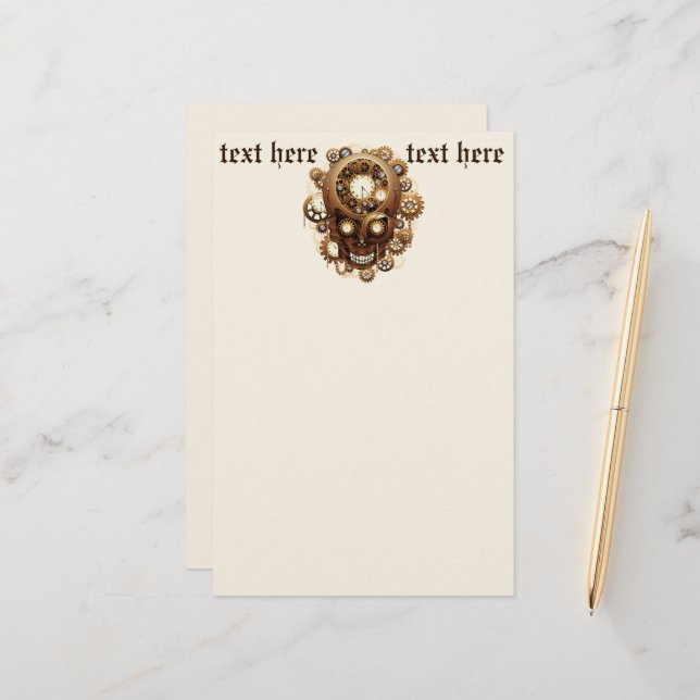 Steampunk Skull Gothic Style Briefpapier (Vorderseite/Rückseite Beispiel)