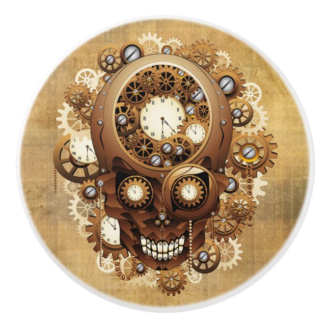 Steampunk Skull Gothic Style Keramikknauf (Vorderseite)