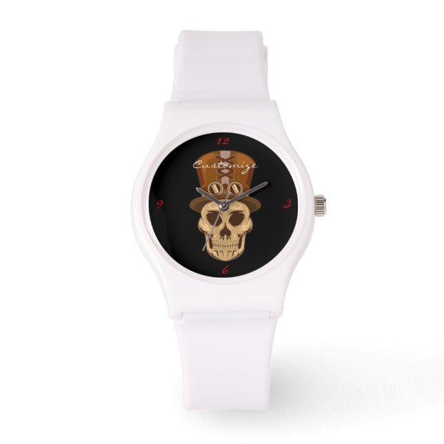 Steampunk Skull in Top Hat Thunder_Cove Armbanduhr (Vorderseite)