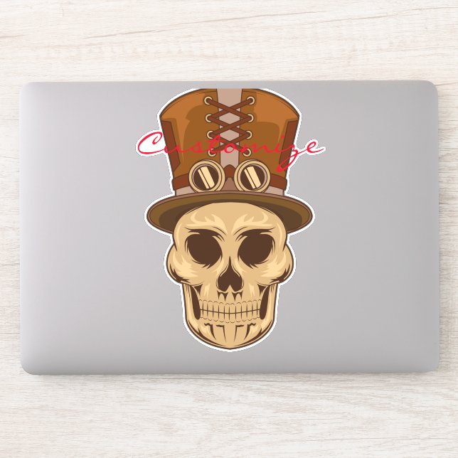 Steampunk Skull in Top Hat Thunder_Cove Aufkleber (Computer)