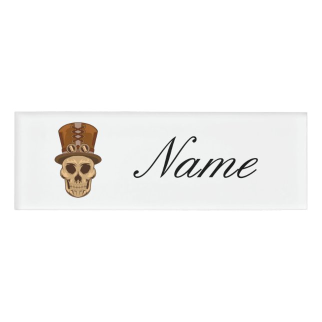 Steampunk Skull in Top Hat Thunder_Cove Namenschild (Vorderseite)
