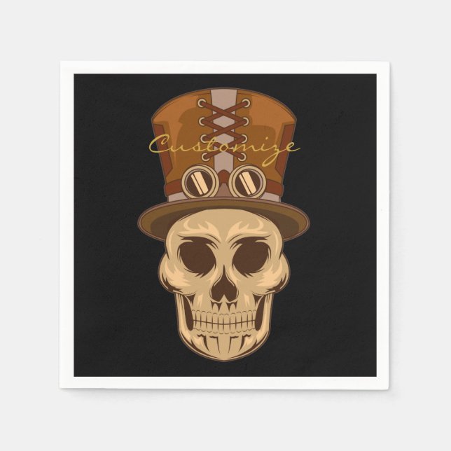 Steampunk Skull in Top Hat Thunder_Cove Serviette (Vorderseite)
