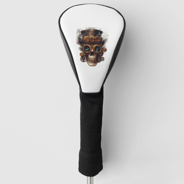 Steampunk Skull Motor Golf Headcover (Vorderseite)