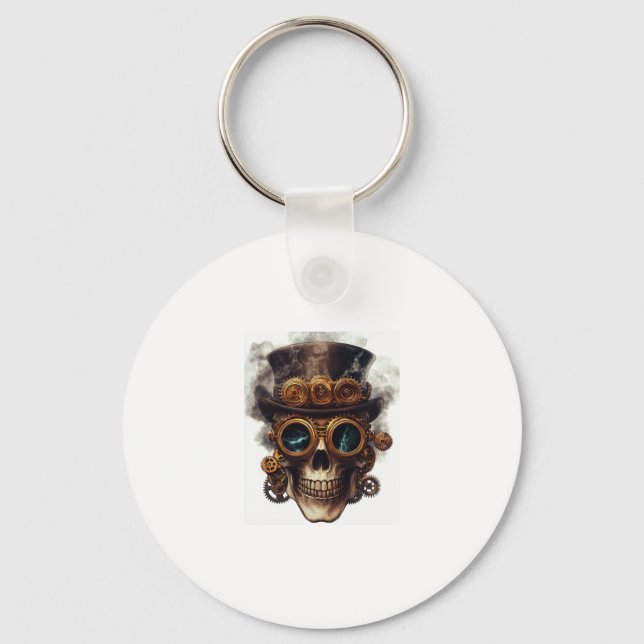 Steampunk Skull Motor Schlüsselanhänger (Vorderseite)