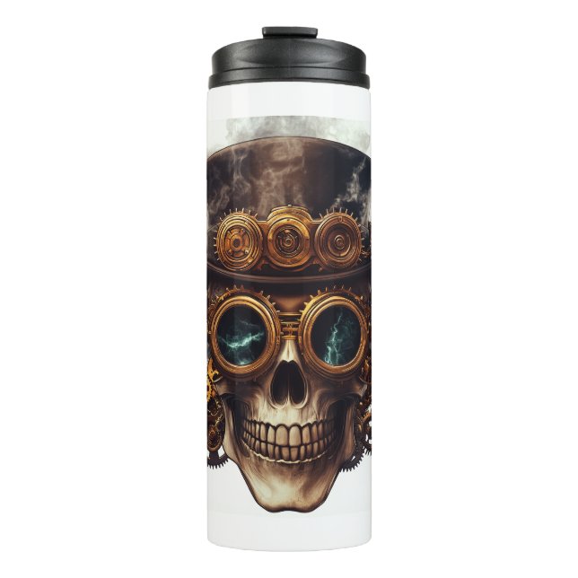 Steampunk Skull Motor Thermosbecher (Vorderseite)