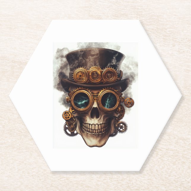 Steampunk Skull Motor Untersetzer (Vorderseite)