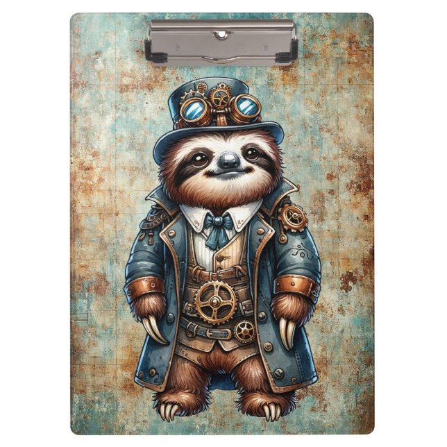 Steampunk Sloth Klemmbrett (Vorderseite)