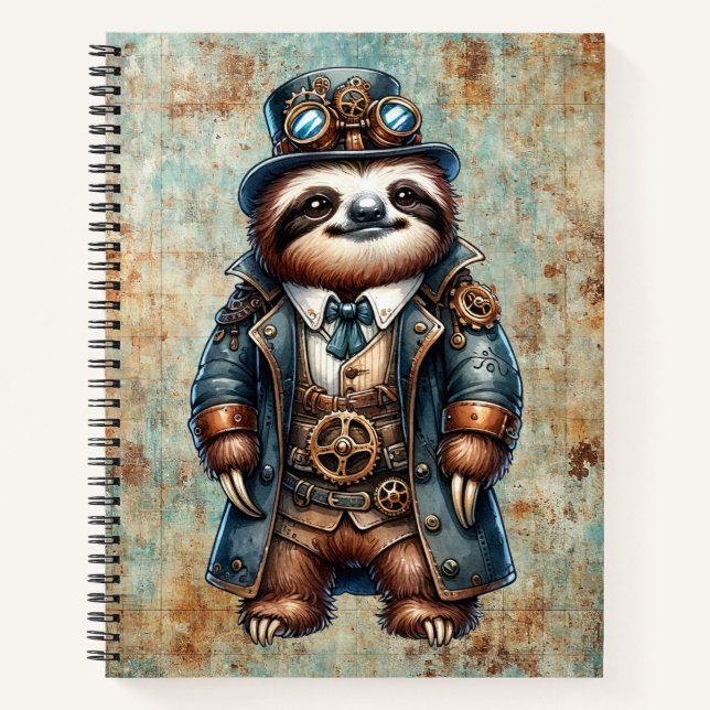 Steampunk Sloth Spiral Notebook Notizbuch (Vorderseite)