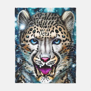 Steampunk Snow Leopard Fleecedecke