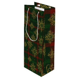 Steampunk Snowflake Rot und Grüner Tartan Geschenktüte Für Weinflaschen