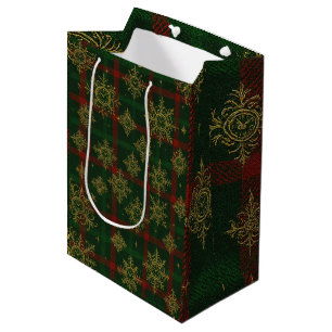 Steampunk Snowflake Rot und Grüner Tartan Mittlere Geschenktüte