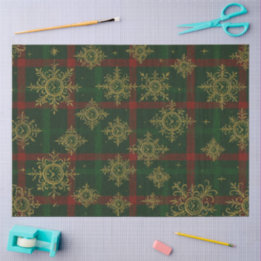 Steampunk Snowflake Rot und Grüner Tartan Seidenpapier