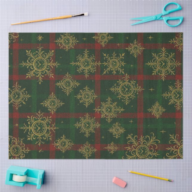 Steampunk Snowflake Rot und Grüner Tartan Seidenpapier (Basteln)