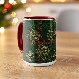 Steampunk Snowflake Rot und Grüner Tartan Tasse