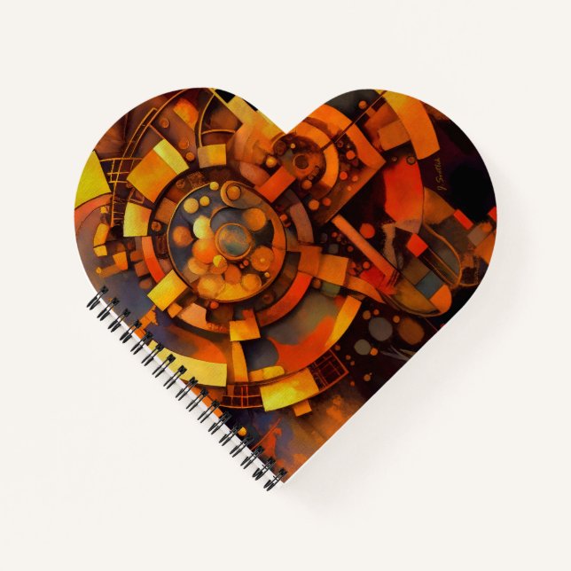Steampunk Solar Mechanism Abstract Notizbuch (Vorderseite)
