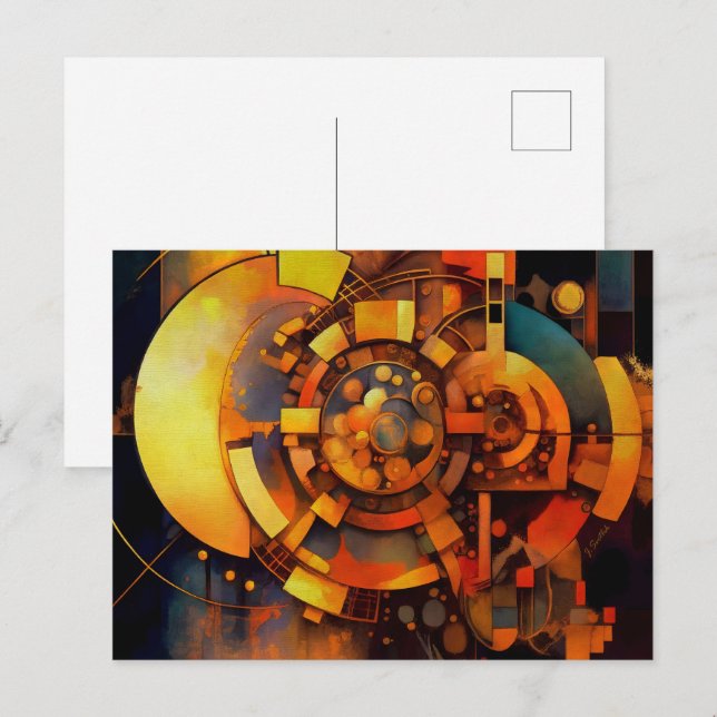 Steampunk Solar Mechanism Abstract Postkarte (Vorne/Hinten)