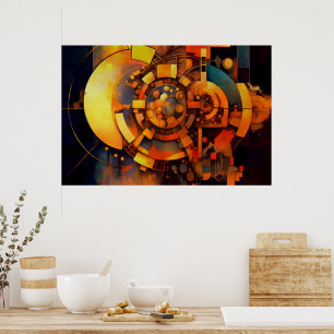 Steampunk-Solar-Mechanismus-Abstrakt Poster