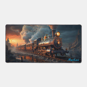 Steampunk-Sonnenuntergangs-Express für kreative Kö Schreibtischunterlage