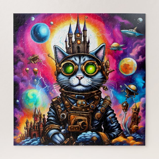 Steampunk Space Cat I Puzzle (Vertikal)