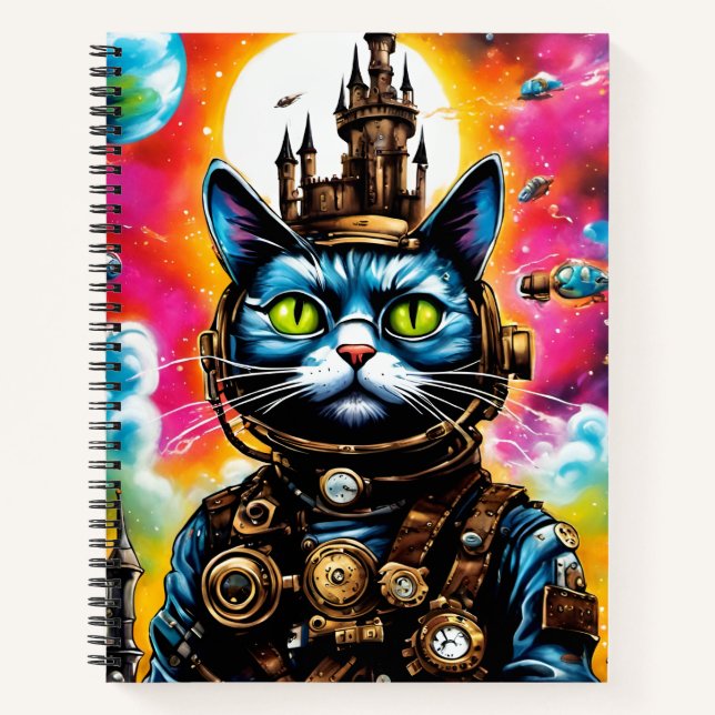 Steampunk Space Cat II Notizbuch (Vorderseite)