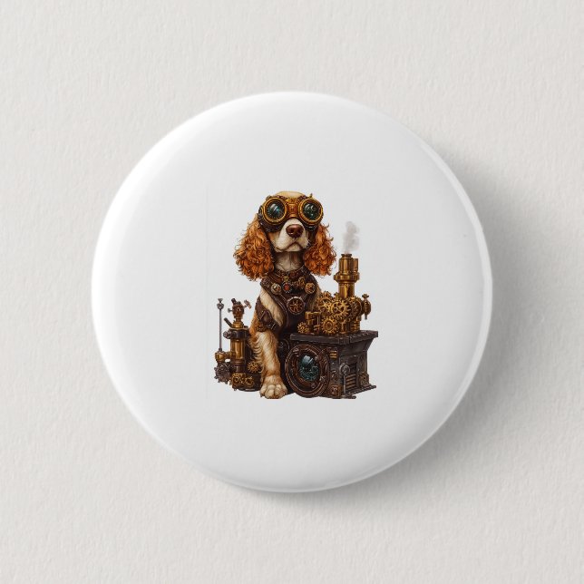 Steampunk Spanel � Viktorianischer Dog Inventor Button (Vorderseite)