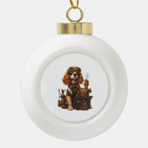 Steampunk Spaniel - viktorianischer Hundeerfinder Keramik Kugel-Ornament