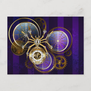 Steampunk Spider im Lila Hintergrund Ankündigungspostkarte