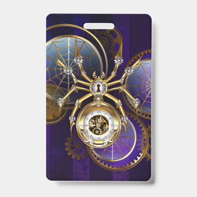 Steampunk Spider im Lila Hintergrund Ausweis (Vorderseite)