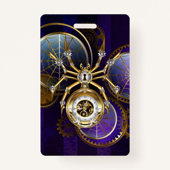 Steampunk Spider im Lila Hintergrund Ausweis (Vorderseite)