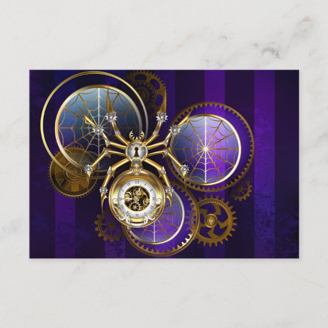 Steampunk Spider im Lila Hintergrund Begleitkarte (Vorderseite)