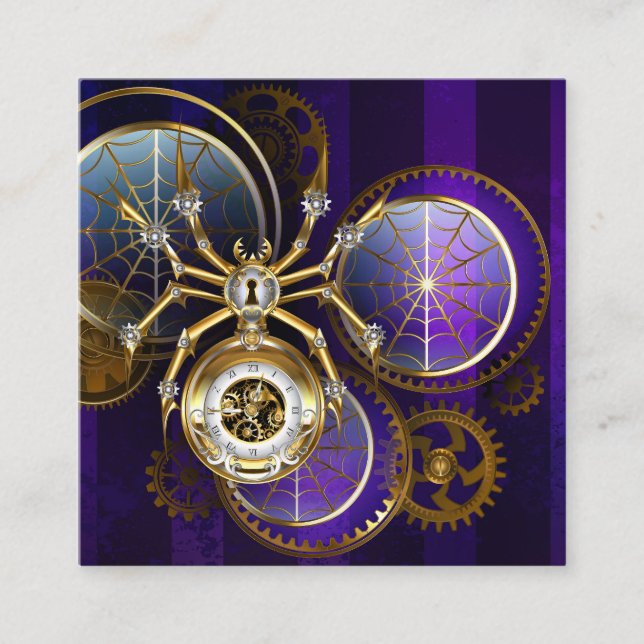 Steampunk Spider im Lila Hintergrund Begleitkarte (Vorderseite)