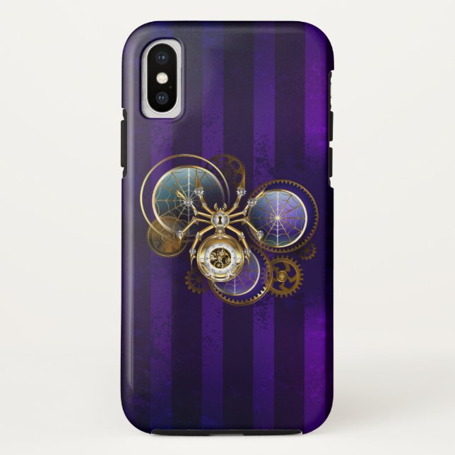 Steampunk Spider im Lila Hintergrund Case-Mate iPhone Hülle (Rückseite)