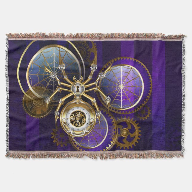 Steampunk Spider im Lila Hintergrund Decke (Vorderseite)
