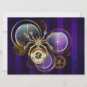 Steampunk Spider im Lila Hintergrund Einladung