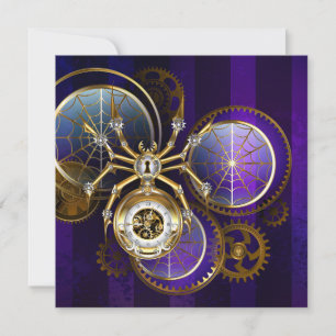 Steampunk Spider im Lila Hintergrund Einladung