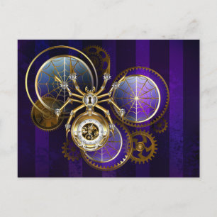 Steampunk Spider im Lila Hintergrund Feiertagspostkarte