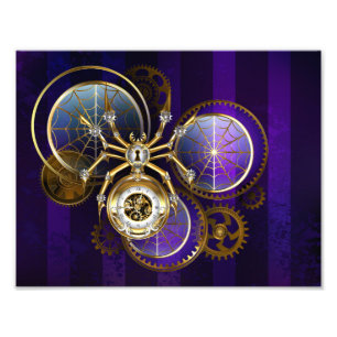 Steampunk Spider im Lila Hintergrund Fotodruck