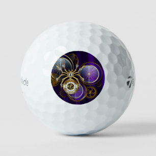 Steampunk Spider im Lila Hintergrund Golfball