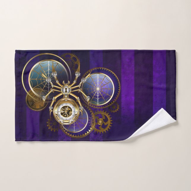 Steampunk Spider im Lila Hintergrund Handtuch (Handtuch)