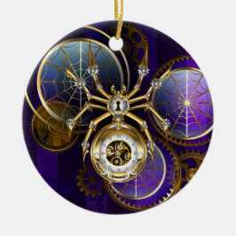 Steampunk Spider im Lila Hintergrund Keramik Ornament