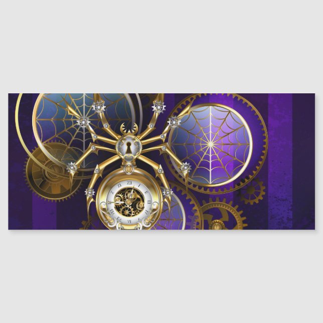 Steampunk Spider im Lila Hintergrund Magnetkarte (Vorderseite)